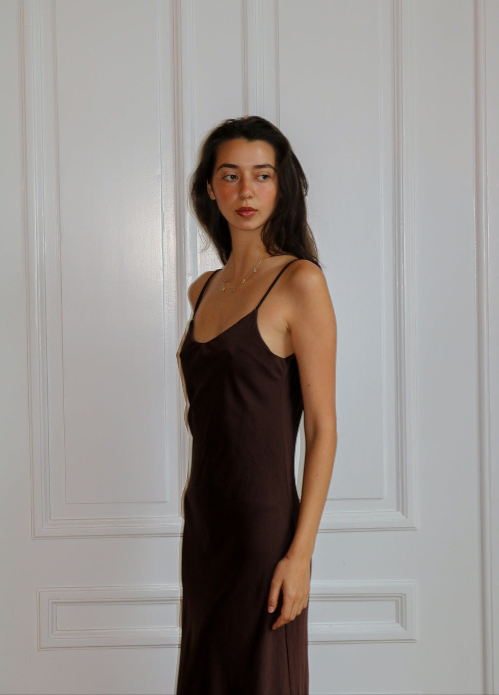 Chocolate Cherrie | Backless Satin Dress