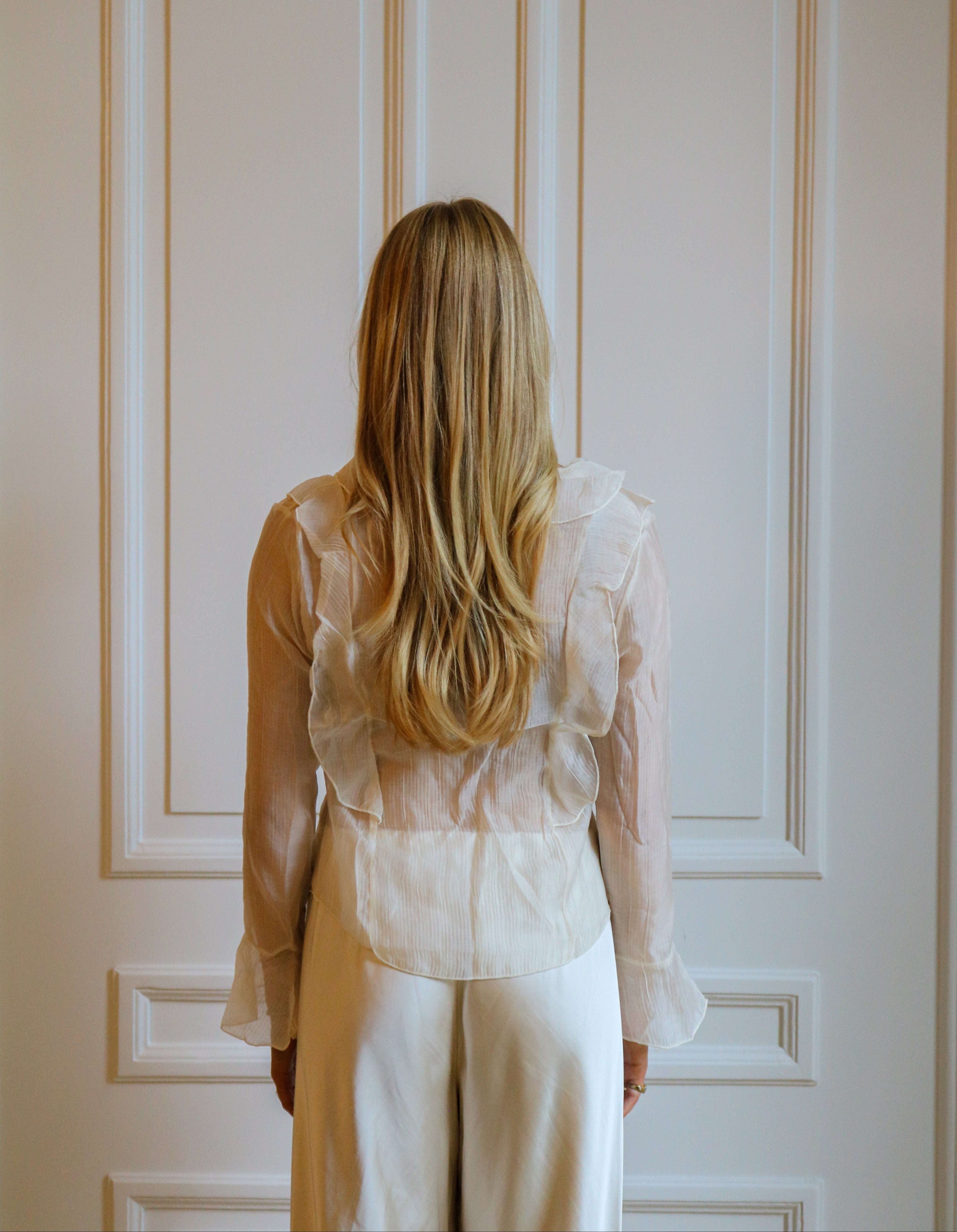 Pearl Mist | Textured Ruffle Blouse