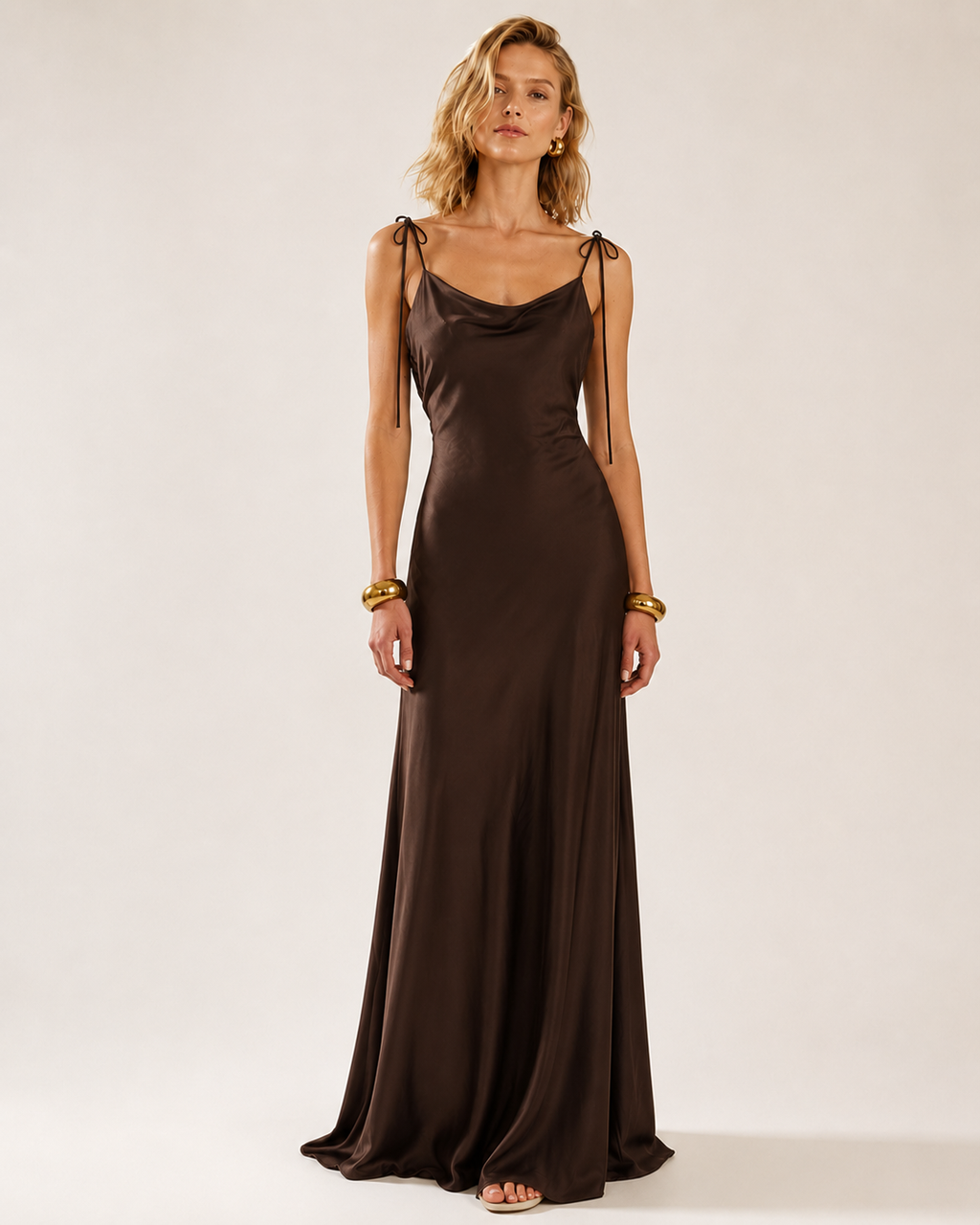 Chocolate Cherrie | Backless Satin Dress