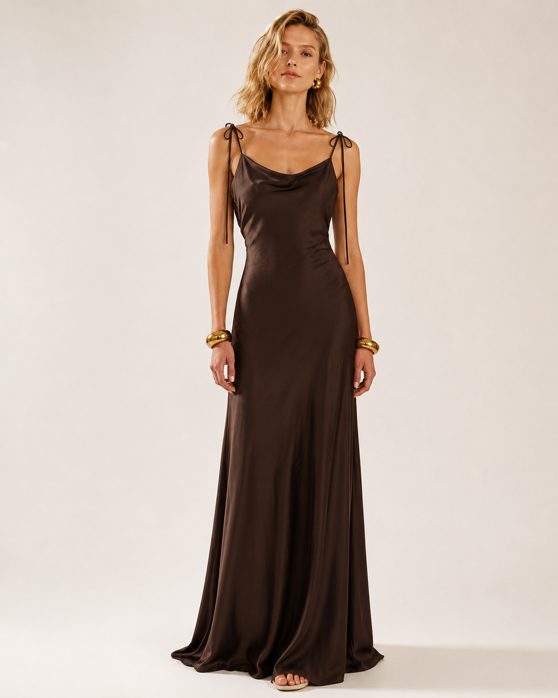 Chocolate Cherrie | Backless Satin Dress