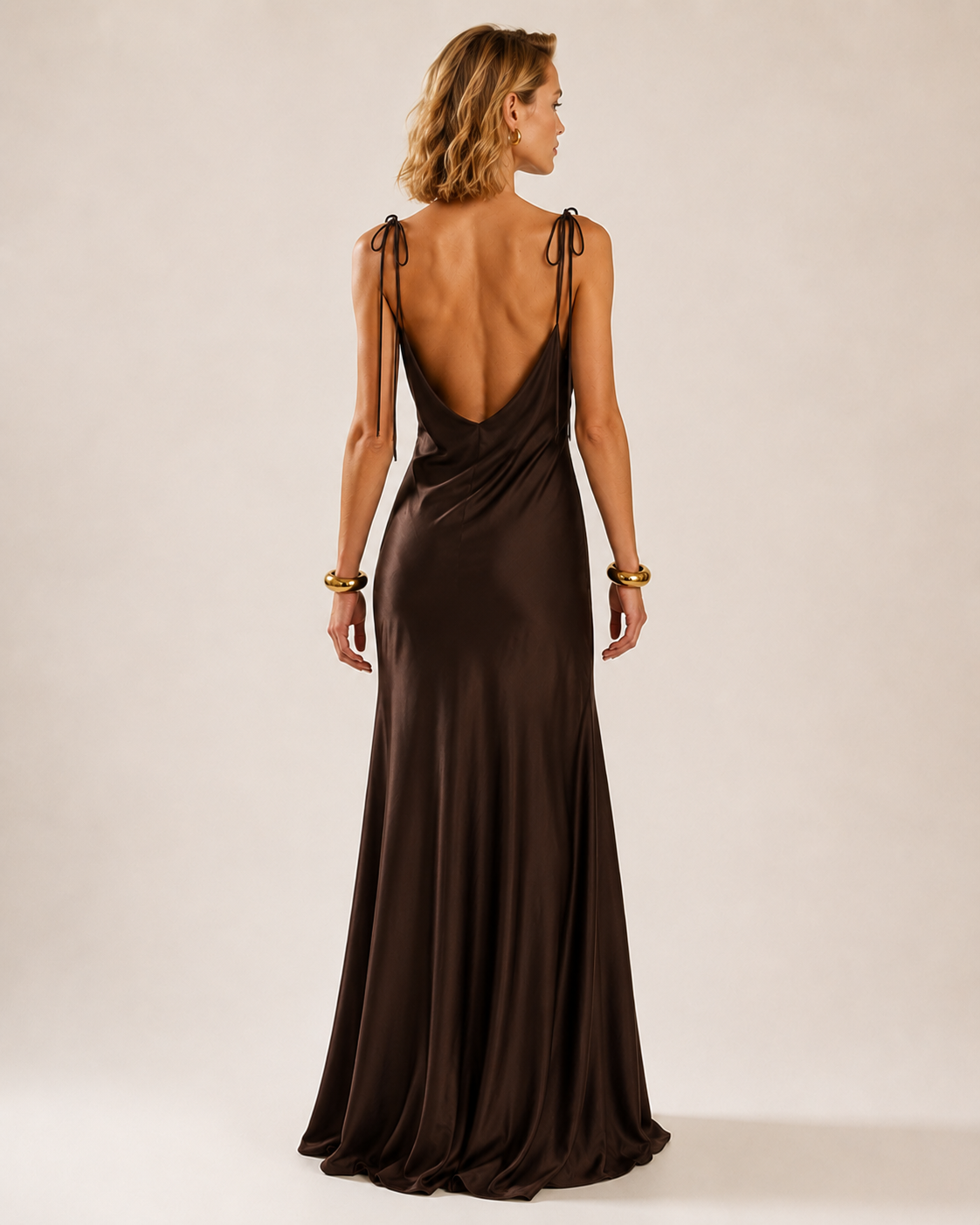 Chocolate Cherrie | Backless Satin Dress