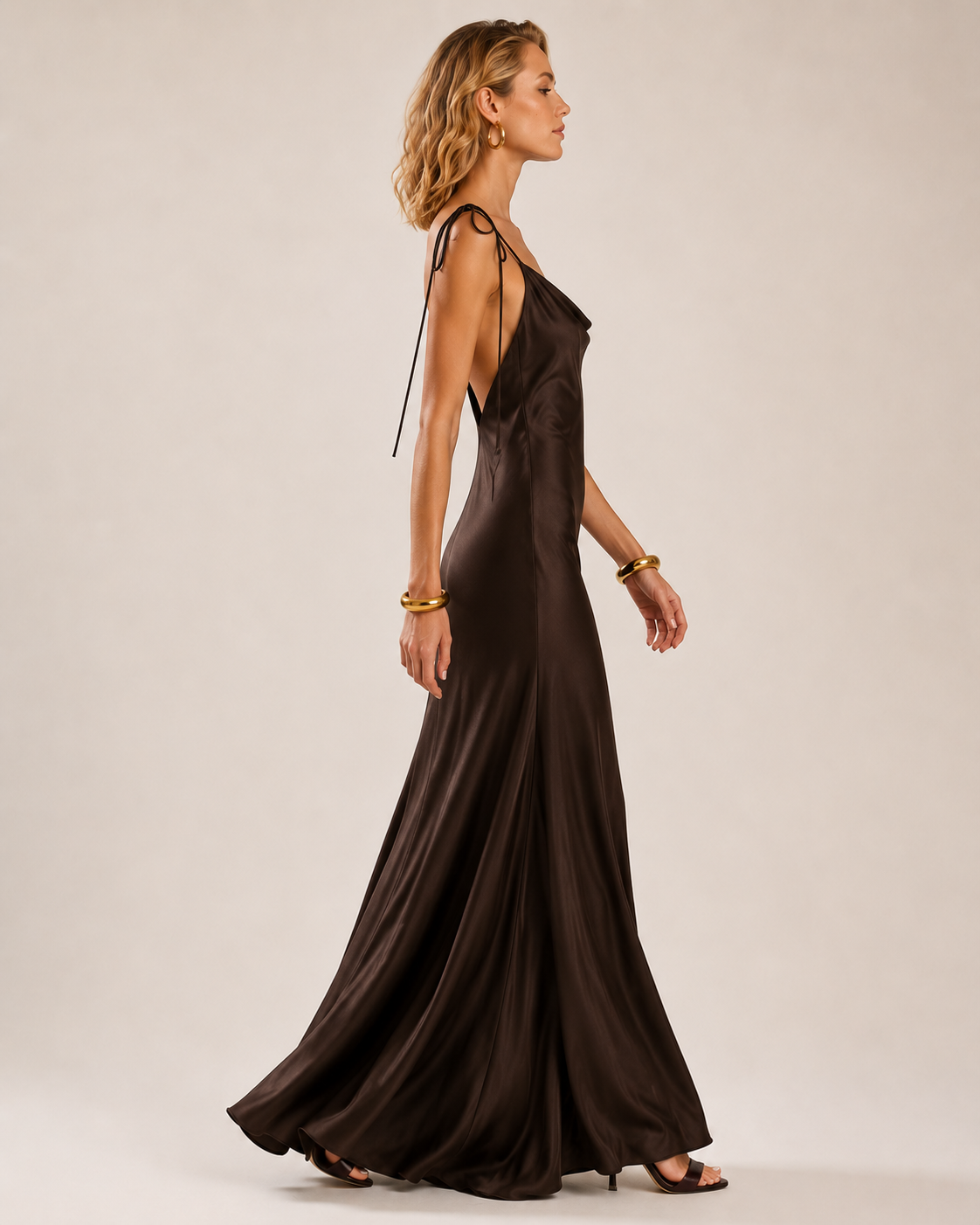 Chocolate Cherrie | Backless Satin Dress