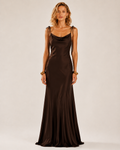 Chocolate Cherrie | Backless Satin Dress