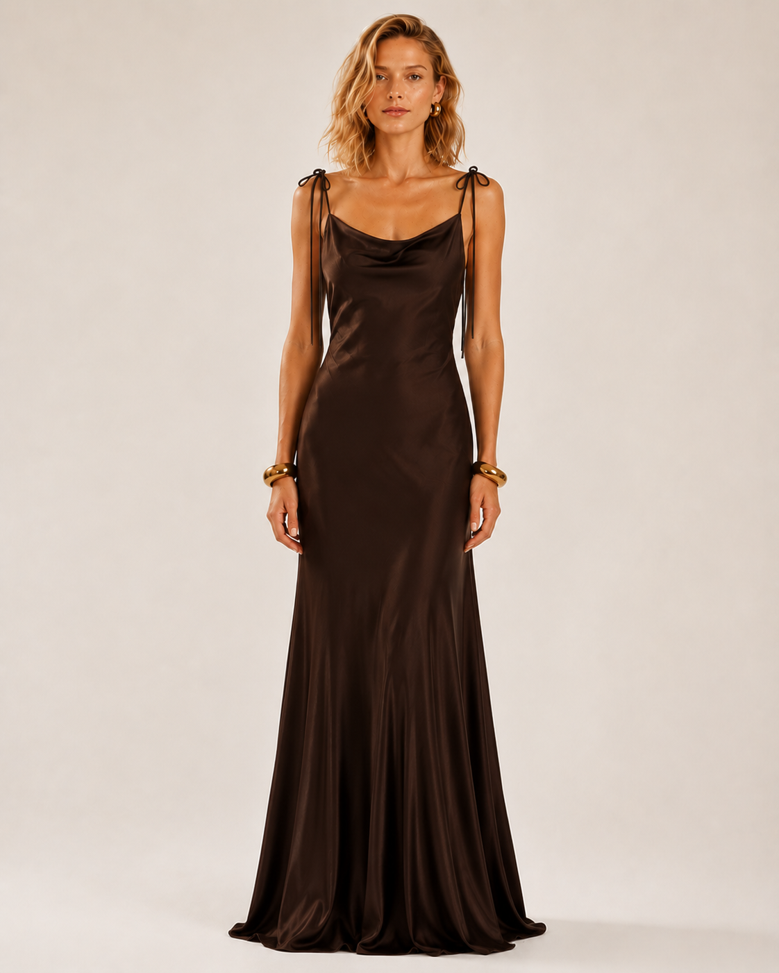 Chocolate Cherrie | Backless Satin Dress
