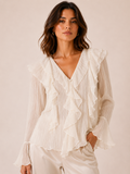 Pearl Mist | Textured Ruffle Blouse