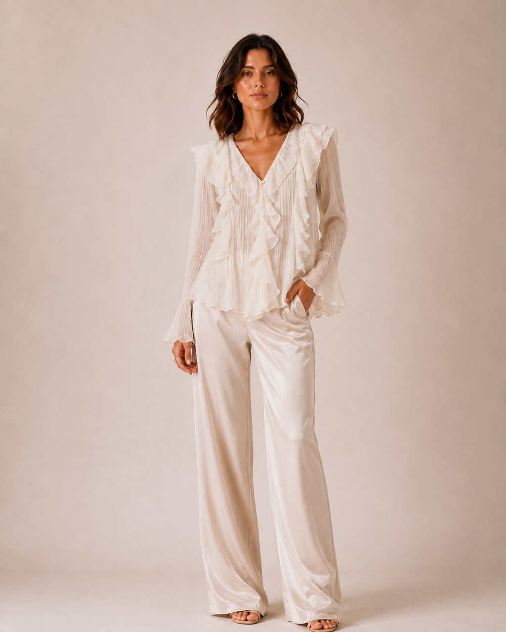 Pearl Mist | Textured Ruffle Blouse