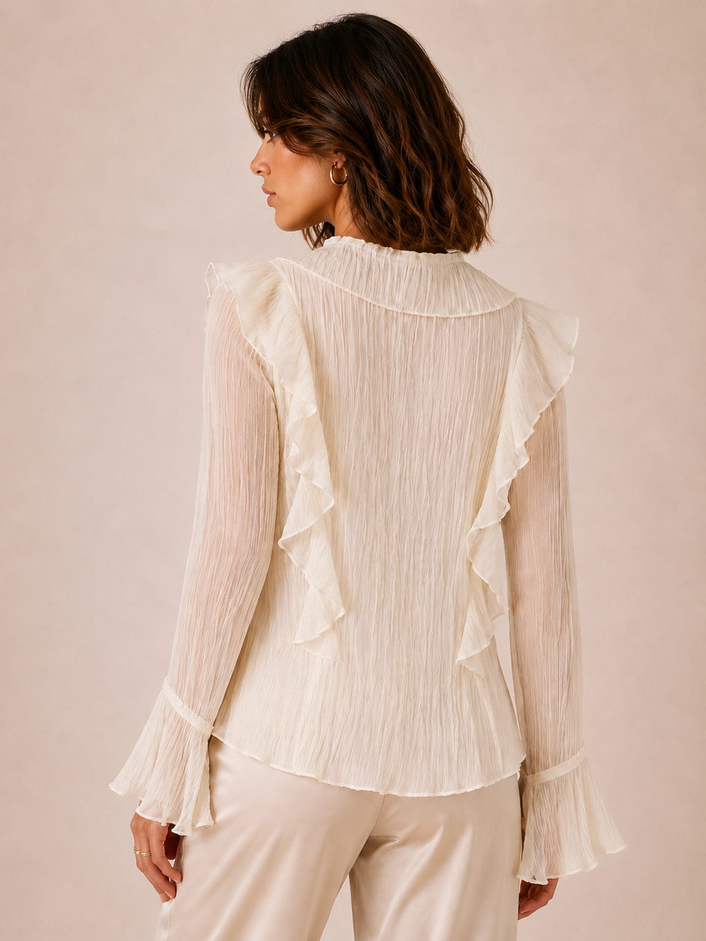 Pearl Mist | Textured Ruffle Blouse