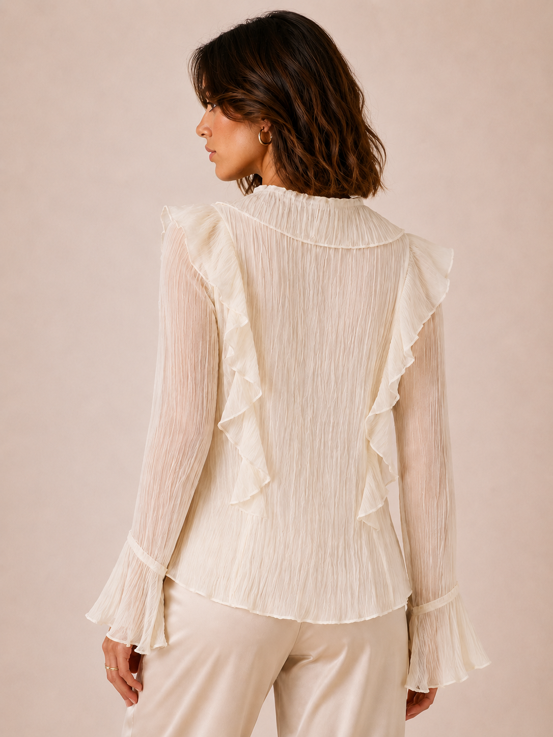 Pearl Mist | Textured Ruffle Blouse